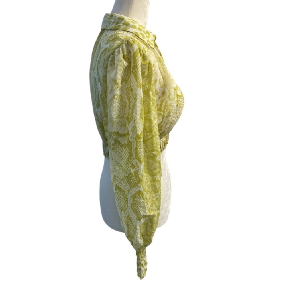 All Saints Clara Noche Snake Print Top Size 4 NWT Lime Green Cropped - Picture 8 of 17